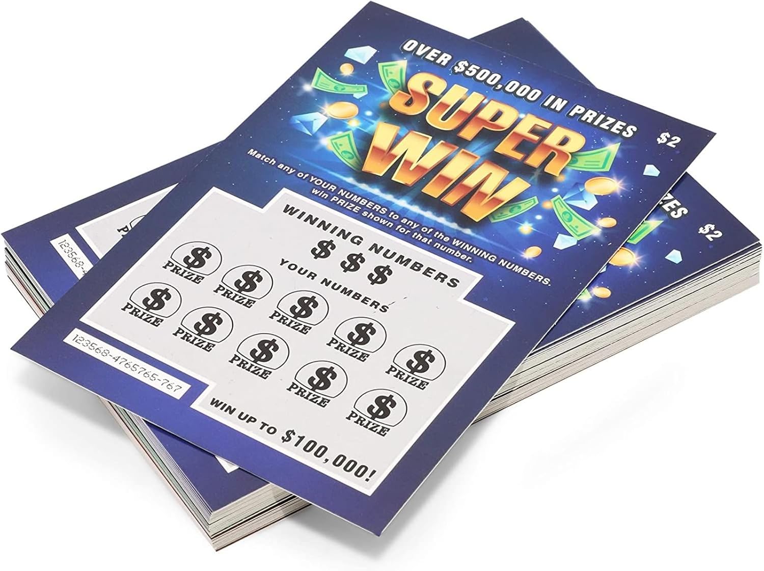 30 Pack Fake Scratch Off Lottery Tickets, Gag Prank Winning Lotto Ticket Cards (3 Designs)