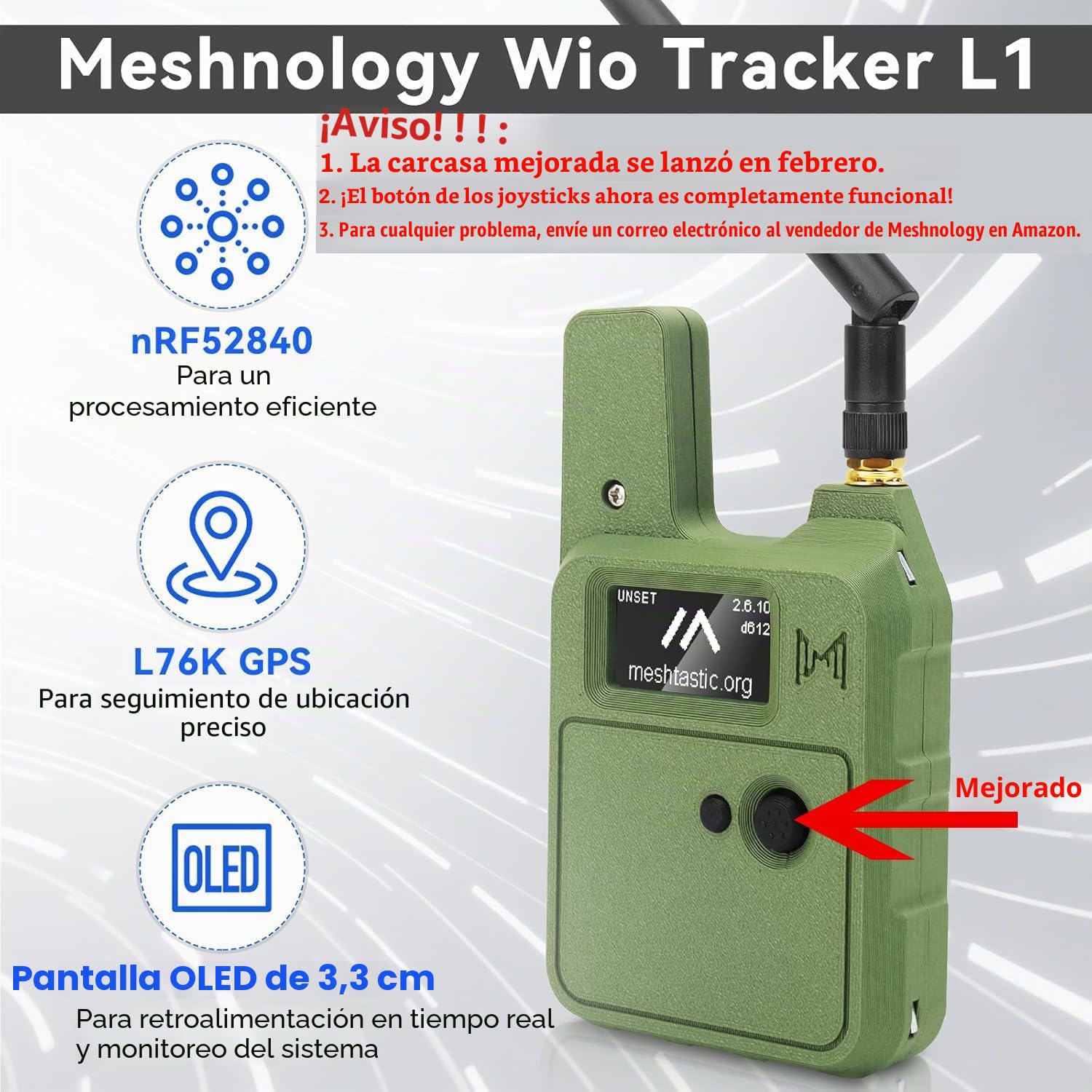 Wio Tracker L1 - Placa con batería de 3000 mAh y juego de funda - SX1262 nRF52840 Kit para Ar duino Mesh Tastic Lo Ra, Blue Tooth 5.0, GPS GNSS, OLED de 1.3 pulgadas, batería tipo C carga