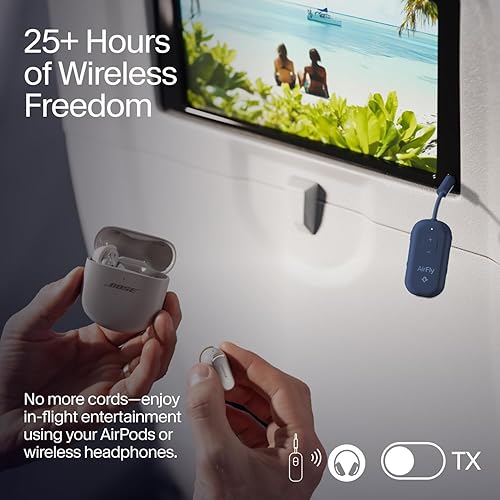 Vista 29 de Twelve South AirFly SE Adaptador de transmisor de audio inalámbrico Bluetooth para AirPods/auriculares, batería de más de 20 horas, funciona