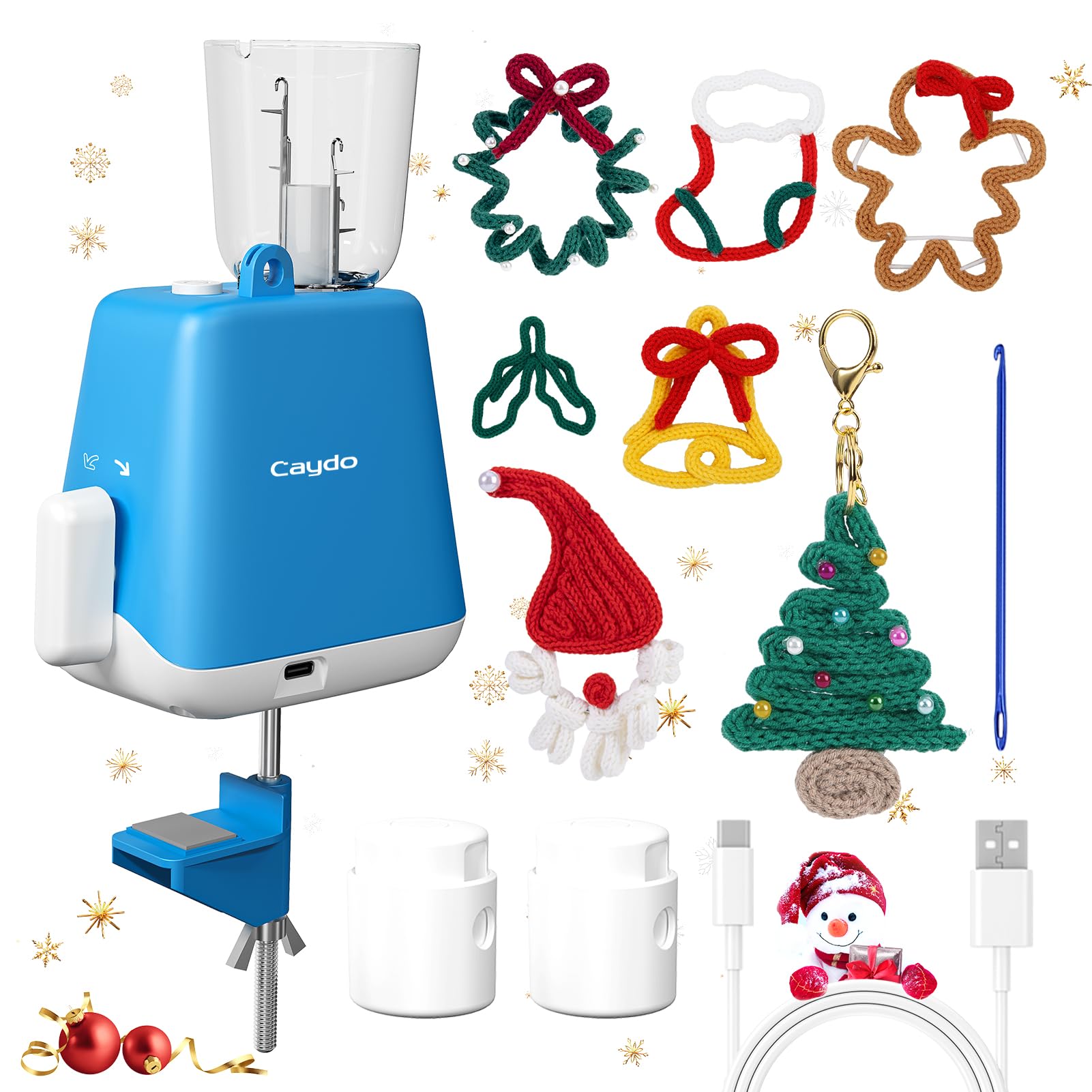 Caydo i Cord Knitting Machine, Electric iCord Maker Tool with Adequate Tension, i-Cord Knitter Crochet Machine, Automatic Knitting Yarns to i-Cords, Efficiently DIY Knitting Machine for Crocheters