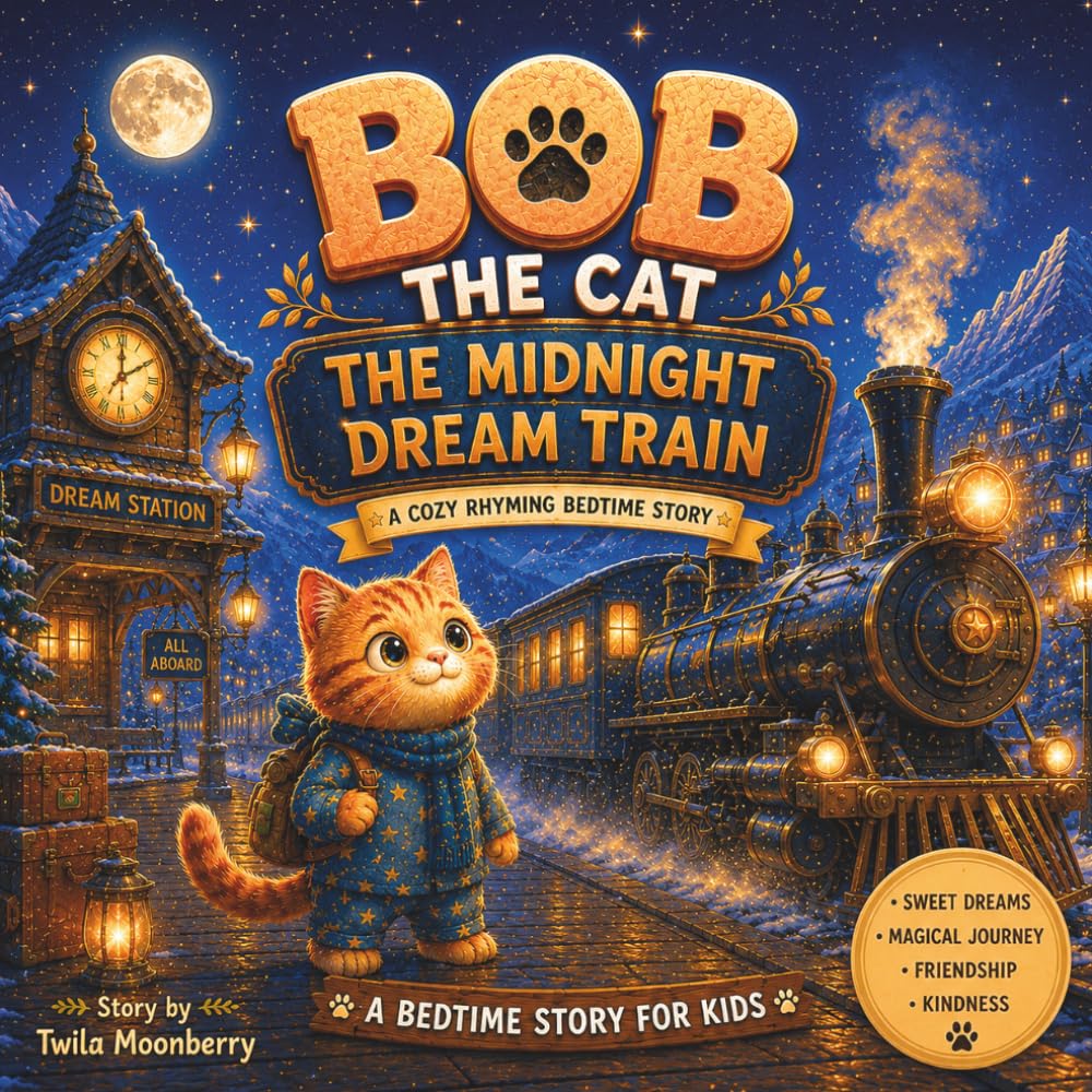 BOB THE CAT : The Midnight Dream Train: A Cozy Rhyming Bedtime Adventure Filled with Friendship, Dreams, and Magical Nighttime Journeys (Bob the Cat Adventures)