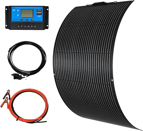 Miniatura 7 de XINPUGUANG Panel solar flexible de 100 W, 200 W, 12 V, kit de panel solar monocristalino, controlador de carga de 20 A, cable de extensión, cable de