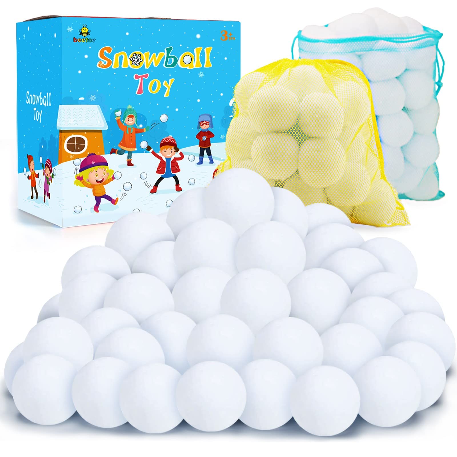 Buy beetoy Snowball Toy Fight48 PCS Soft and Fluffy Artificial Snowballs Indoor & Outdoor Snow