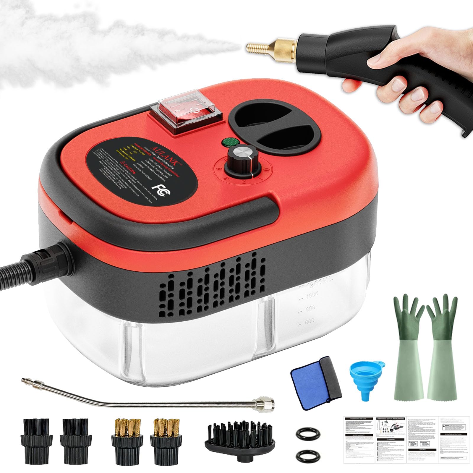 Photo 1 of ** SOLD AS IS, NO REFUND/RETURN** SEE COMMENTS!
2500W Handheld Steam Cleaner,Portable Car Steamer For Auto Detailing,High-Temperature and Pressure Steam Cleaner For Home, Steam Cleaning Machine for Furniture,Kitchen,Grout,Floor,Tile (Red)