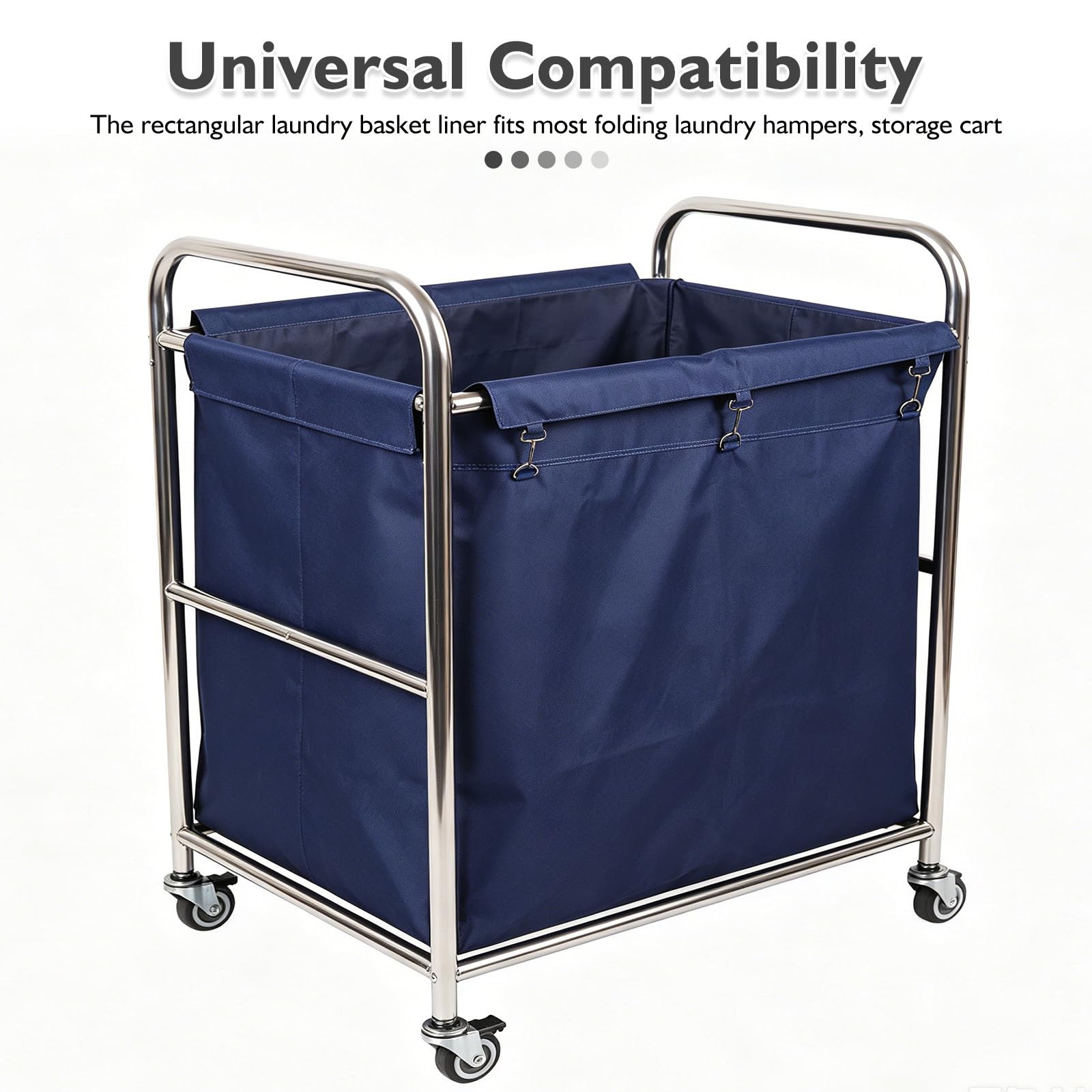 Borsa Interna per Carrello Lavanderia 12l in Oxford Blu | Forma Rettangolare, 83x62x52cm, Rimovibile e Riutilizzabile, per Hotel e Casa