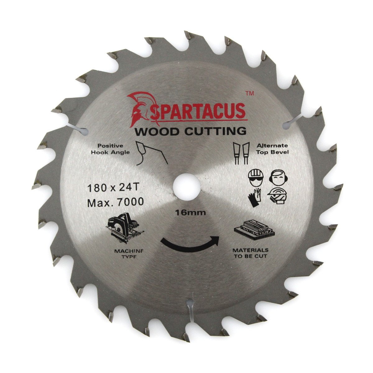 Spartacus Wood Cutting Circular Saw Blade 180Mm X 16Mm Bore 24 Teeth