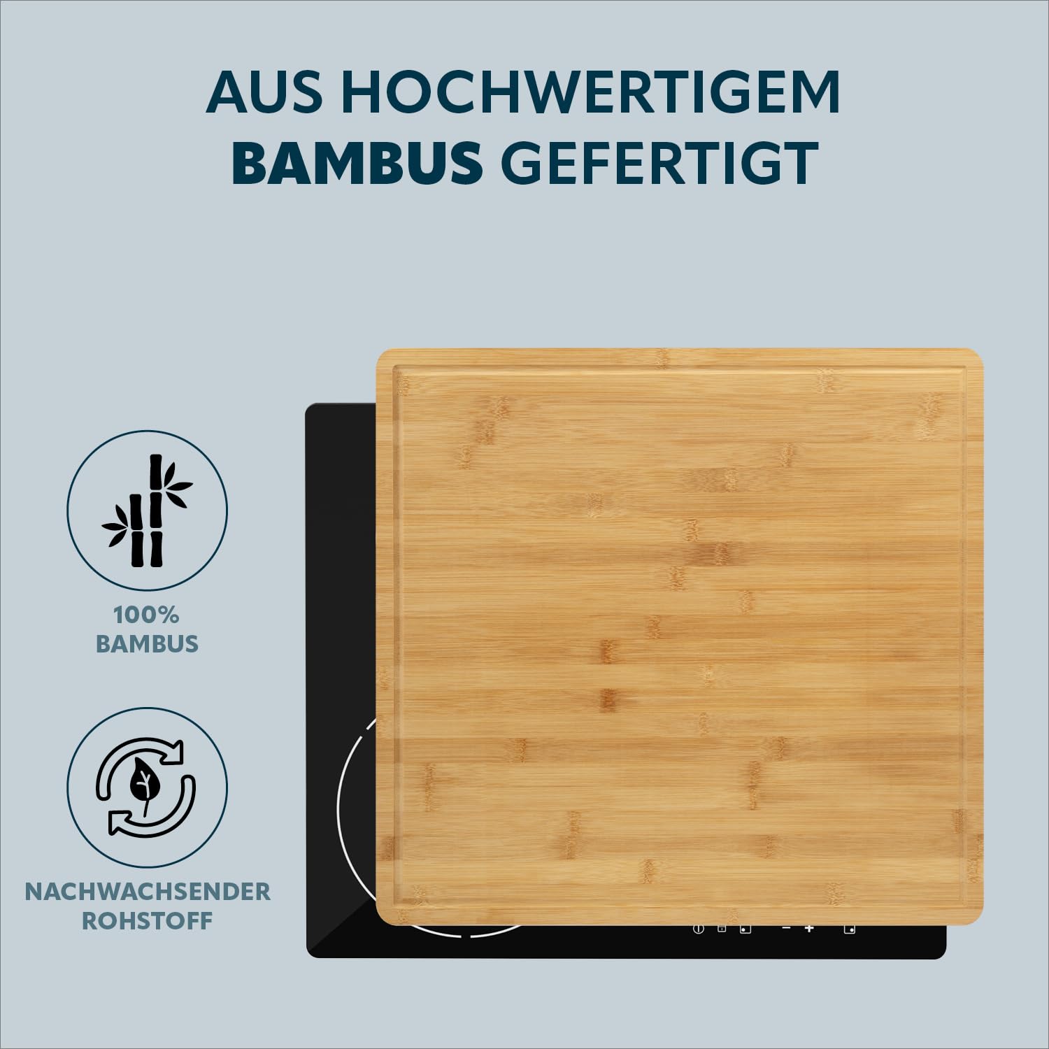 Cache plaque en bambou beige, pour plaques de cuisson, dimensions 52 x 28 cm, livraison gratuite