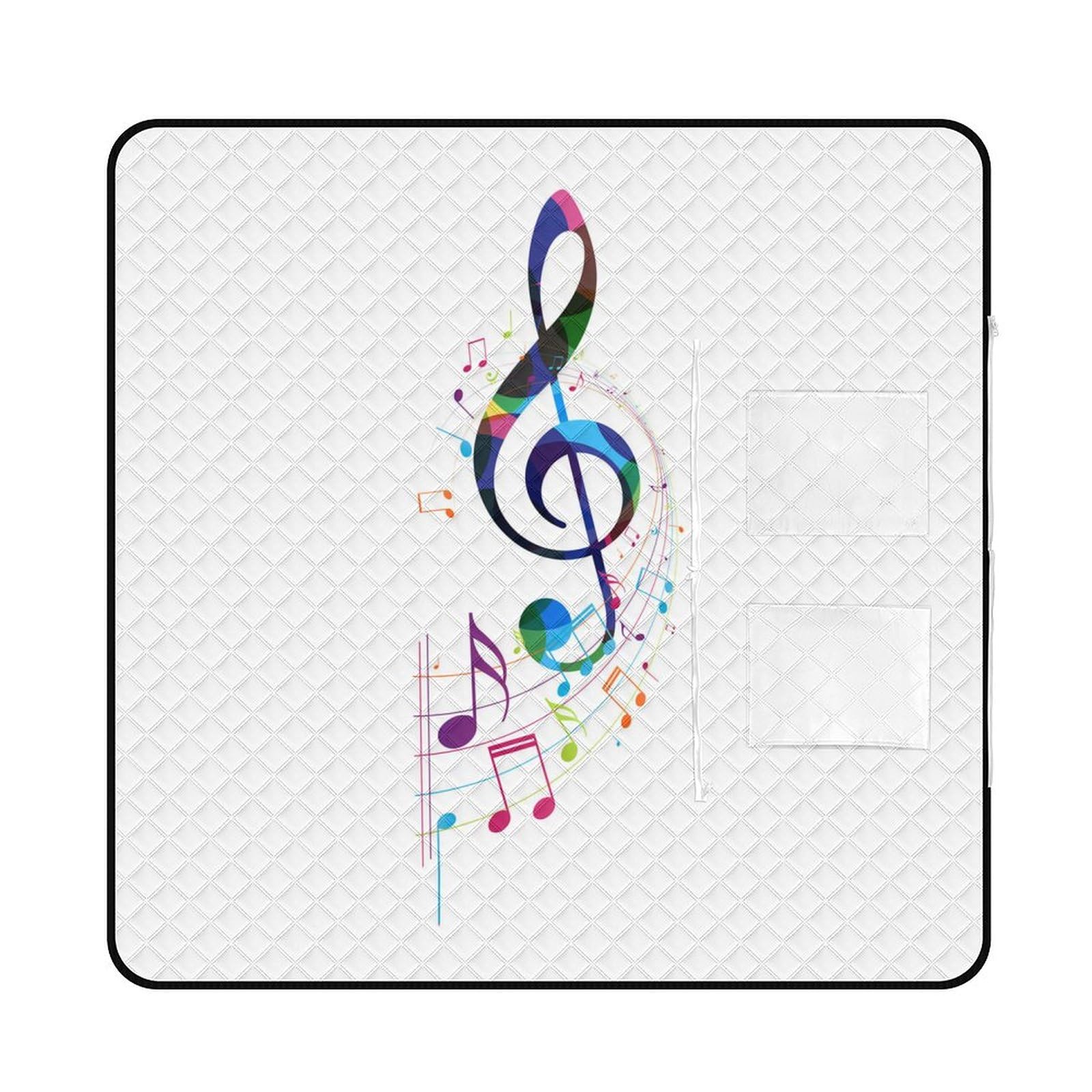 Tapis d'extérieur imperméable zippé motif musique pour camping