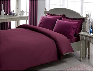 Taç Basic Stripe Düz%100 Pamuk Nevresim Takımı, Mürdüm, King Size