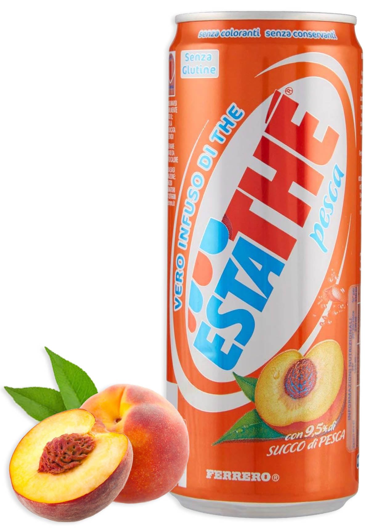 24X Estathe al Gusto di Pesca con Vero Infuso di Foglie di Thè Lattina 330ml [CAIYA® BOX da 24 Lattine]