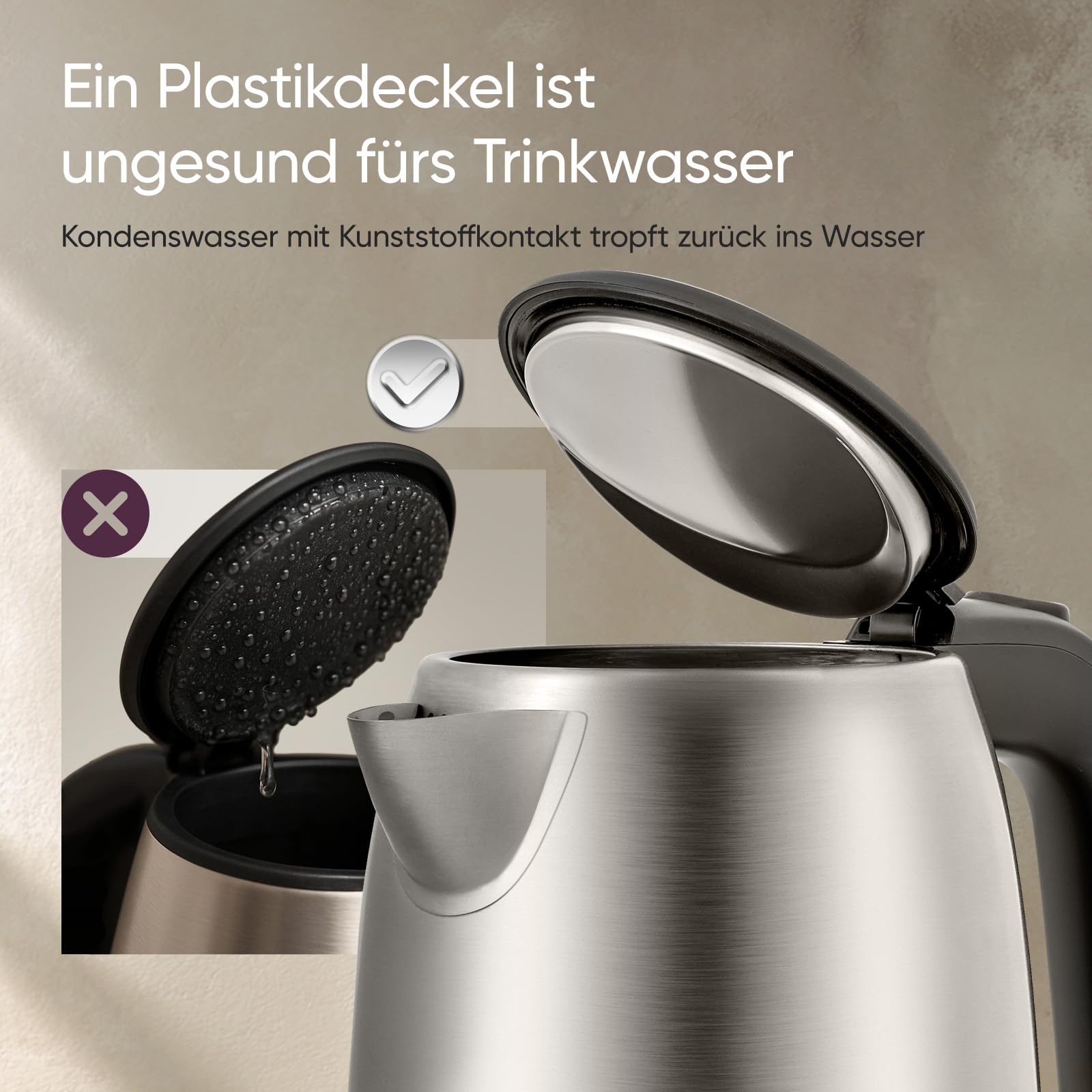COSORI Wasserkocher Edelstahl 1,7 L 2200W Strix-Technologie 360° drehbarer Sockel