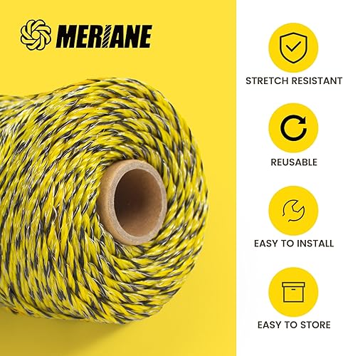 Miniatura 10 de MERIANE Alambre eléctrico para valla de 1/8 pulgadas, 3366 pies/3,366.1 ft, 6 hilos de acero inoxidable mejorados, alambre eléctrico portátil