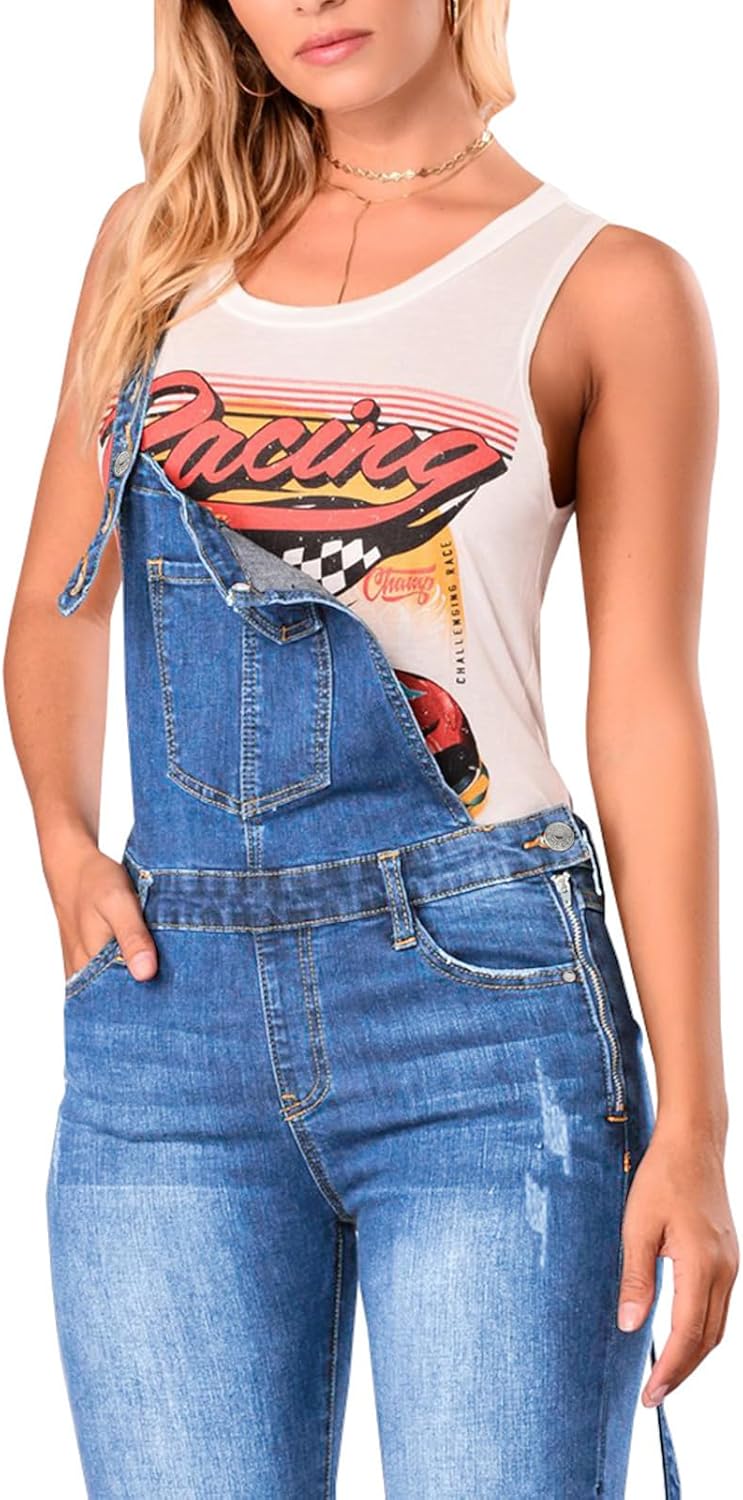 LONGBIDA Skinny Ripped Jeans Denim Jumpsuit Overalls For Women - Image 2