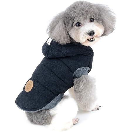 Ranphy Hunde Jacke Mit Kapuze - Fleece Gefüttert - Für Kleine Hunde & Katzen - Schwarz Sterne XL