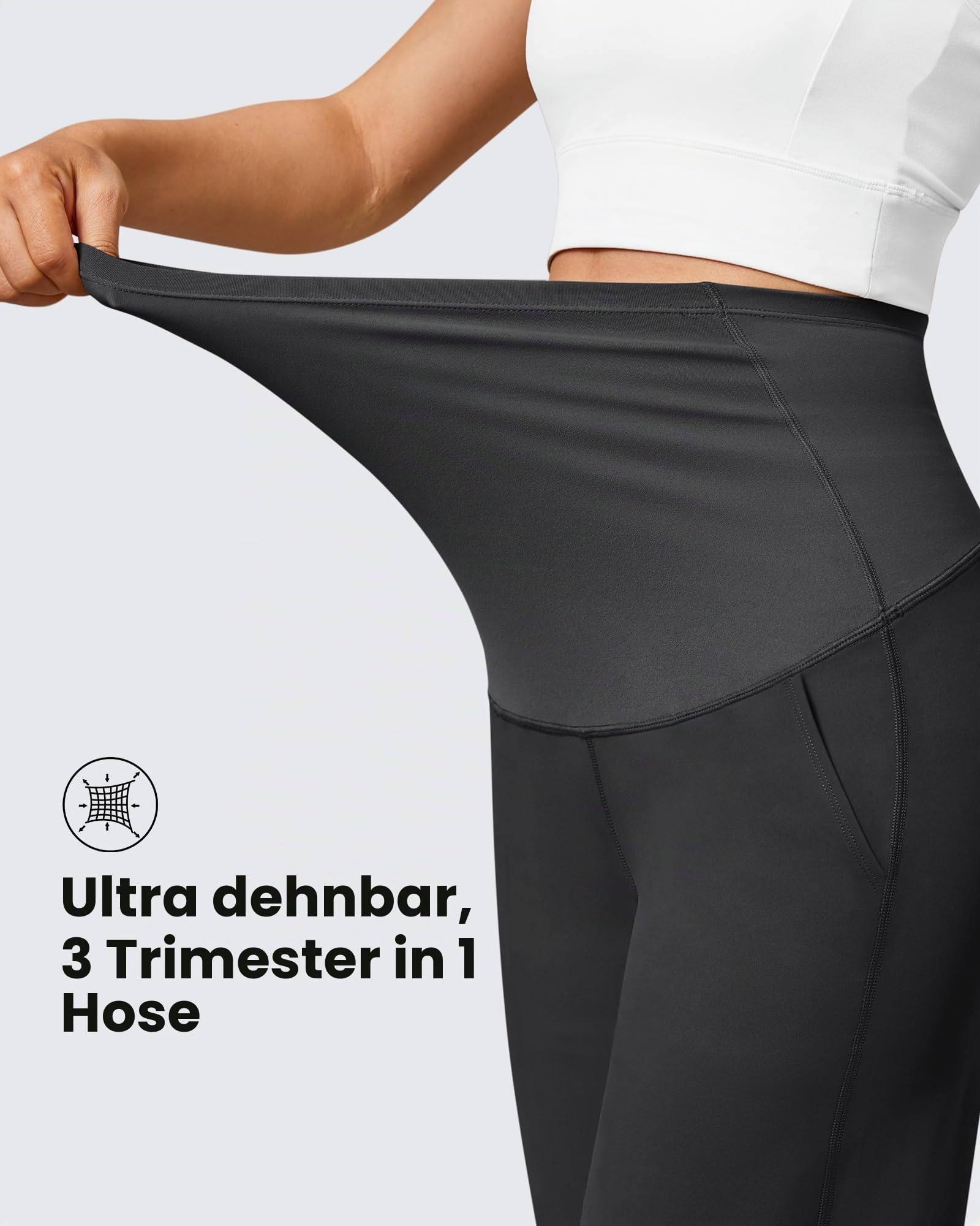 G4Free Umstandshose Damen Hohe Taille Yogahose Umstandsmode Sommer für Schwangere 3/4 Weites Bein Schwangerschafts Stretch Lose Lounge Arbeitshosen