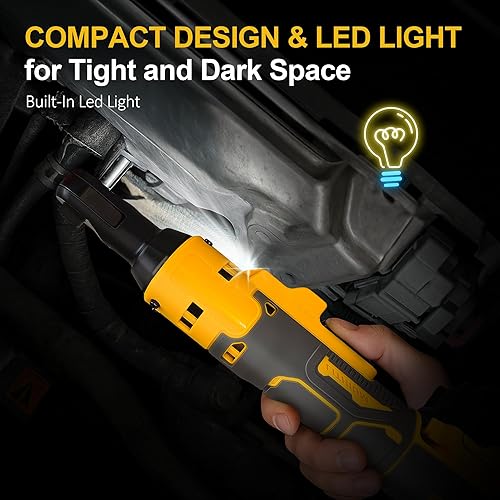 Miniatura 6 de Llave de trinquete inalámbrica para batería Dewalt 20V, juego de trinquete eléctrico de 3/8 pulgadas, 45 pies a libras (60 N.m), control de