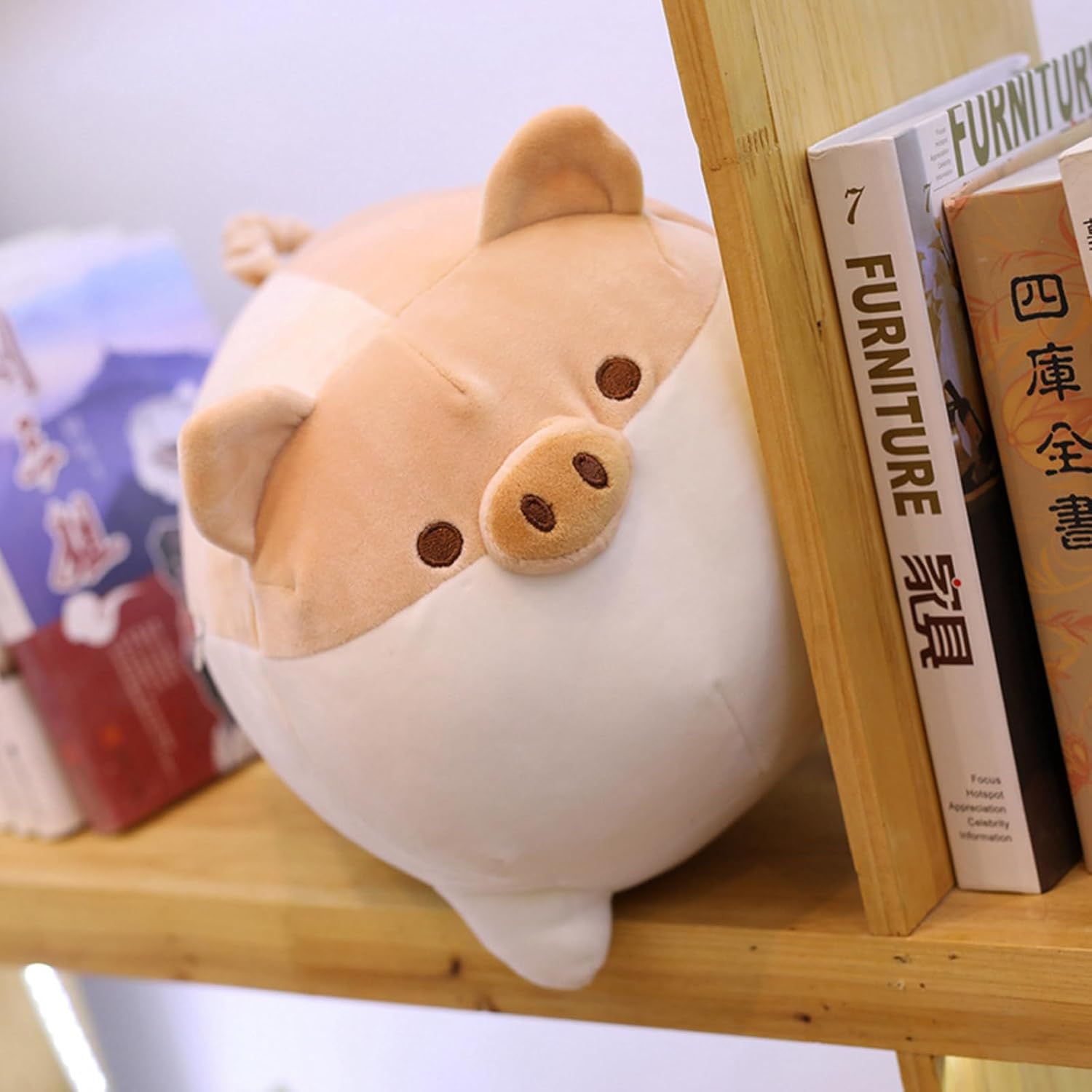 Levenkeness Soft Fat Pig Plush Hugging Pillow,Cute Piggy Stuffed Animal Doll Toy Gifts for Bedding, Kids Birthday, Valentine, Christmas (Brown, 19.7")