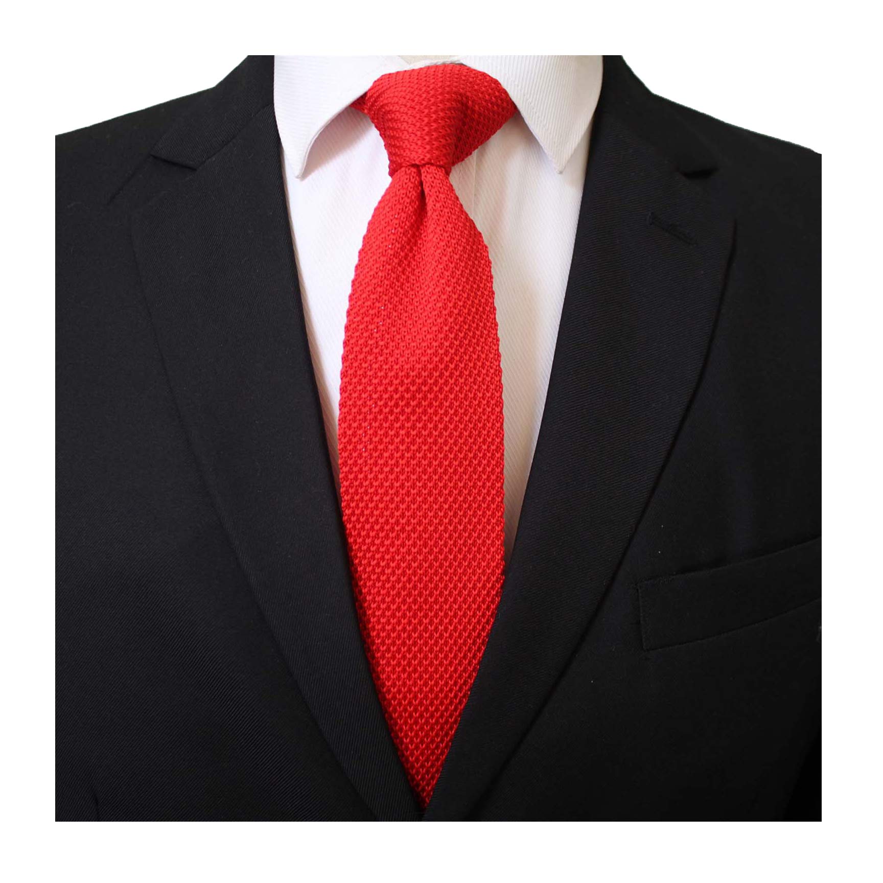 Corbata de algodón formal elegante vintage de color sólido para hombre, Hot Red 2