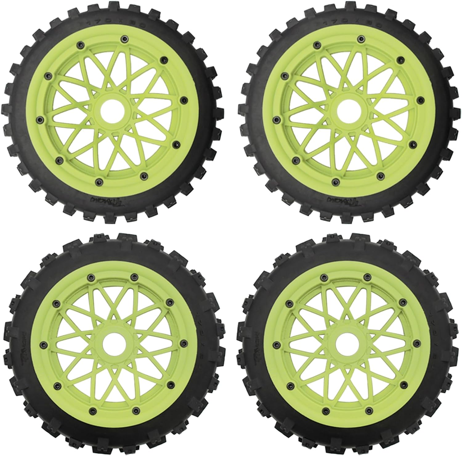 FLMLF Wasteland Tires Front and Rear Assembly Green for 1/5 HPI Baja ROVAN KM 5B Rc Car Parts