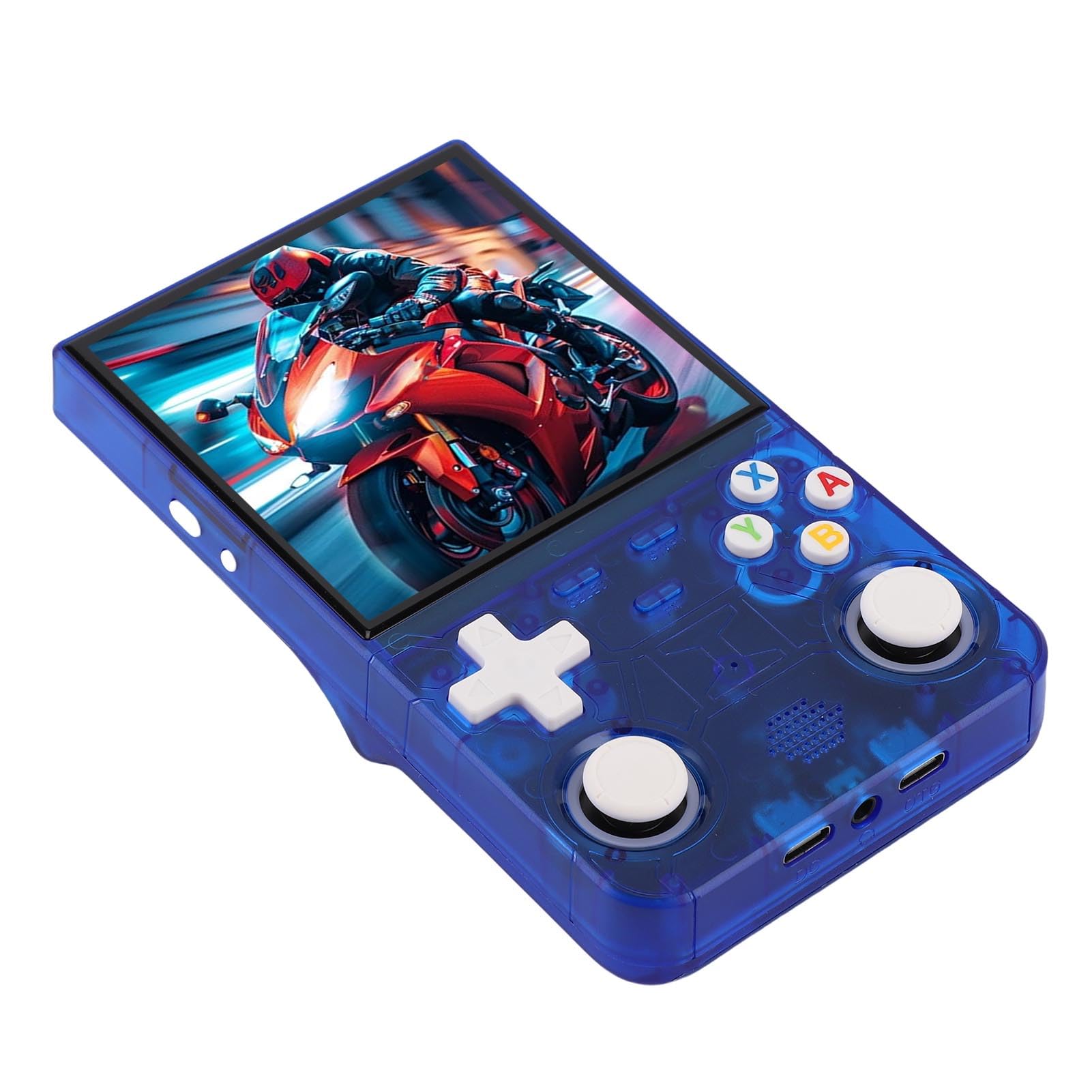 Console di Gioco Portatile Ultra retrò R36 con Schermo HD da 4,0" per Giochi Multiplayer in Movimento, Blu Trasparente, Design Portatile (128G)
