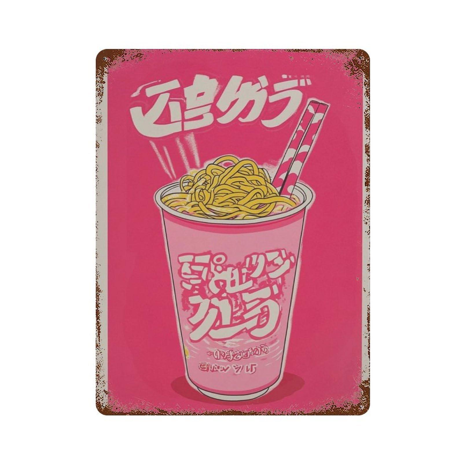 xiaoxiaoshen Japanese Noodle Ramen Cup Minimal Food Retro Pop Kitchen Wall Decor Art Metal Tin Poster Modern Home Decor Art Home Bar Shop Decorations Vintage Sign 40x30cm