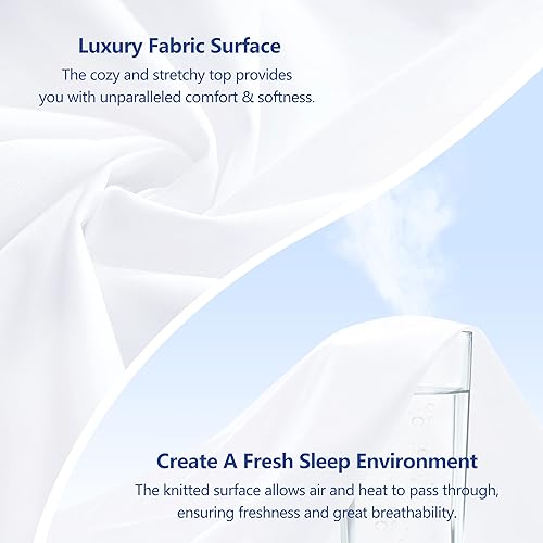 Miniatura 5 de Paquete de 2 protectores de colchón 100% impermeables, transpirables, suaves, sin ruido, con bolsillo profundo, elásticos hasta 21 pulgadas, sin