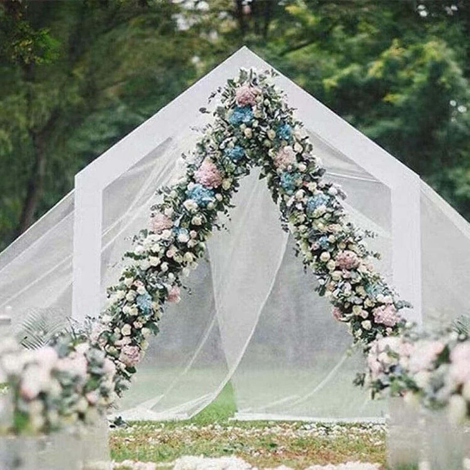 LOYALHEARTDY Triangle Wood Wedding Arch, 8.2ft x 6.9Ft Portable Wooden Arch Decor Rustic Wedding Arch Decorations Garden Arbor Bridal Indoor Outdoor Backdrop Stand for Wedding Ceremony