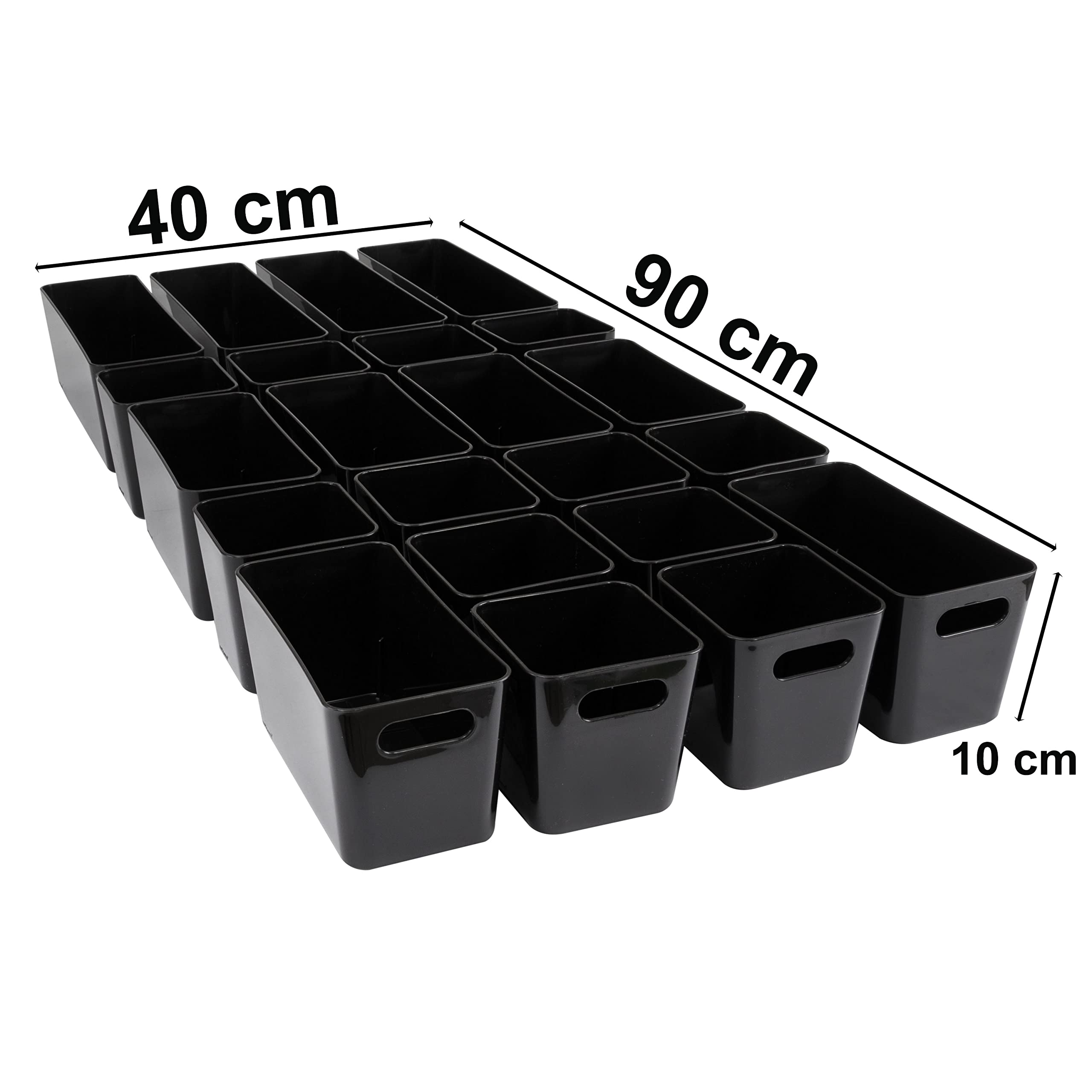 22 organisateurs 10cm 3 tailles Noir Insert tiroir tiroirs jusqu'à 90x40cm