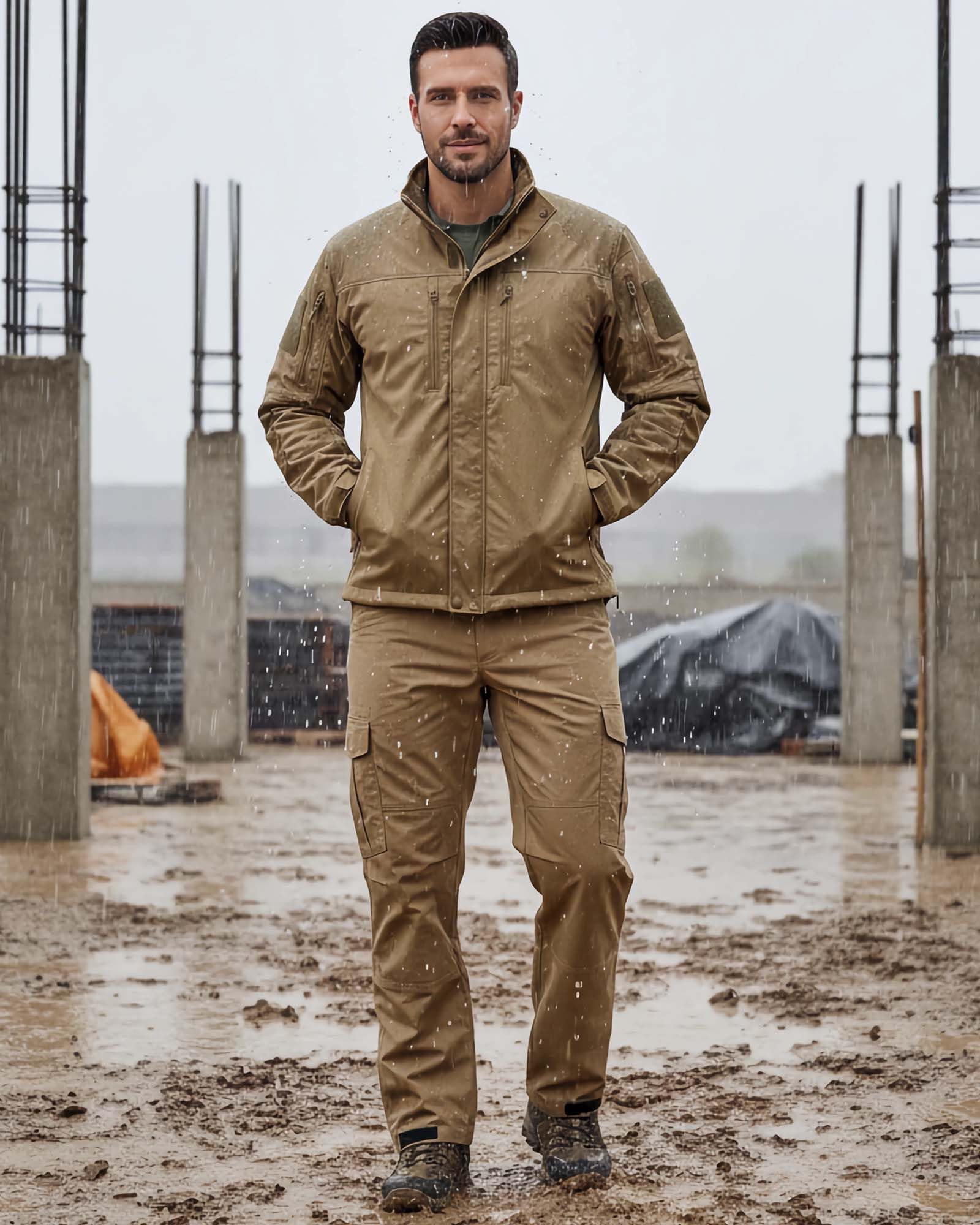 Elainone Cargohose Herren Arbeitshose Männer Stretch Outdoor Wanderhose Wasserdicht Ripstop mit 10 Taschen