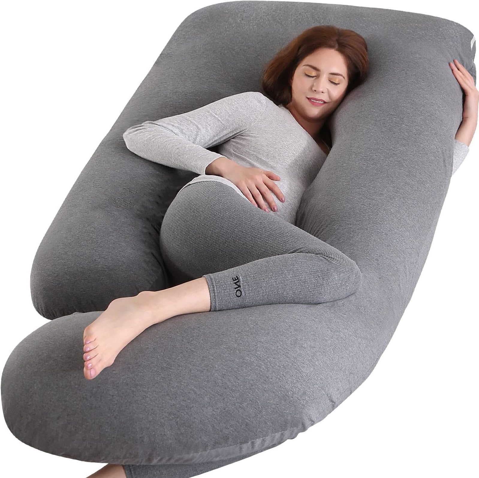 BATTOP Pregnancy Pillows for Sleeping,Maternity Pillow with Cooling Cover,Full Body Pillow for Side Sleepers,Support for Back,Hips,Legs,Belly for Pregnant Women(Knitted-Black Grey)