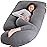 BATTOP Pregnancy Pillow for Sleeping, Full Body Pillow for Pregnancy Women with Removable Cover, 57 Inch Maternity Pillow, Support for Back, Legs, Belly, HIPSBlack Drey
