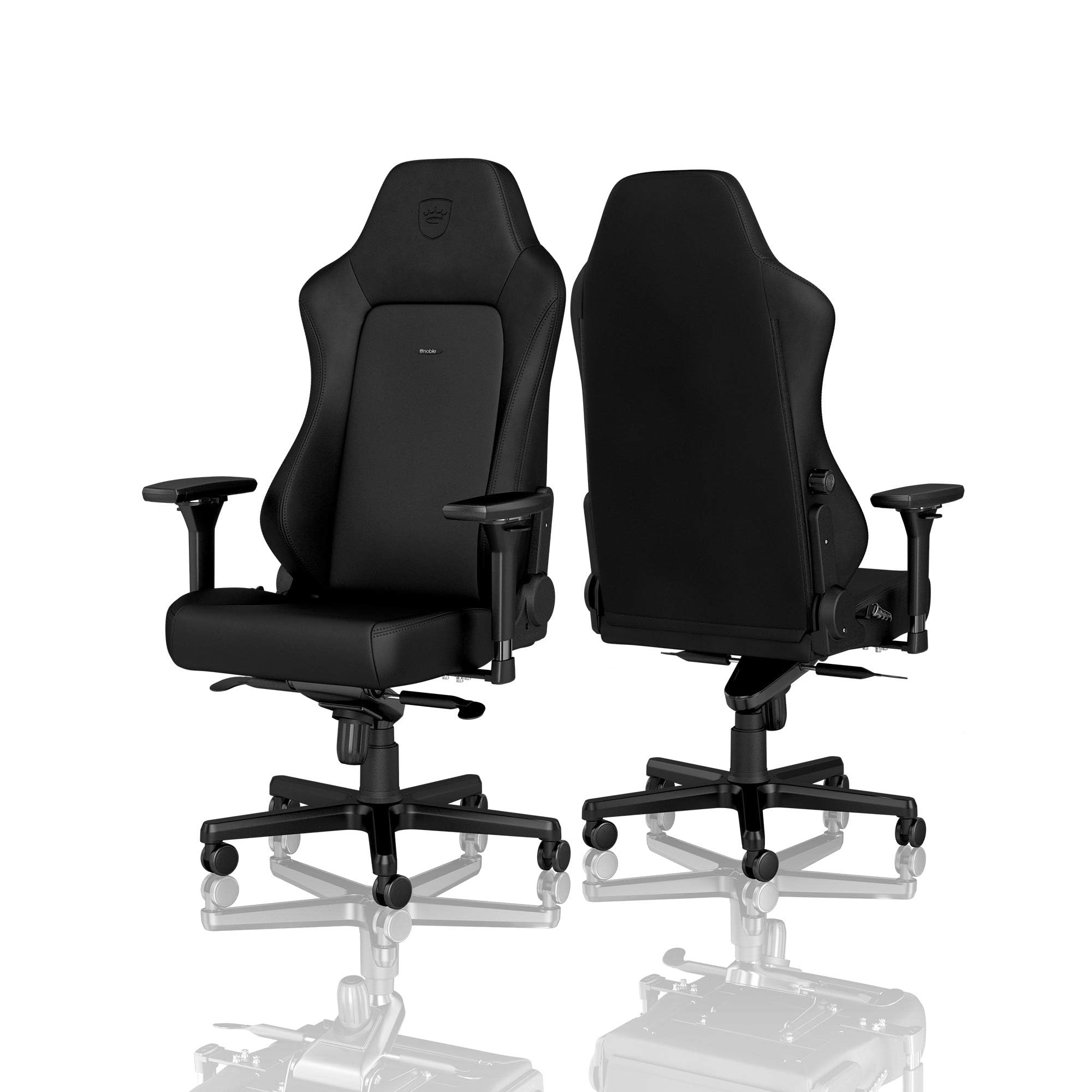 noblechairs Hero Black Edition - Hochwertiger und langlebiger Gaming Stuhl inklusive Kissen, atmungsaktives Kunstleder, Premium-Verarbeitung