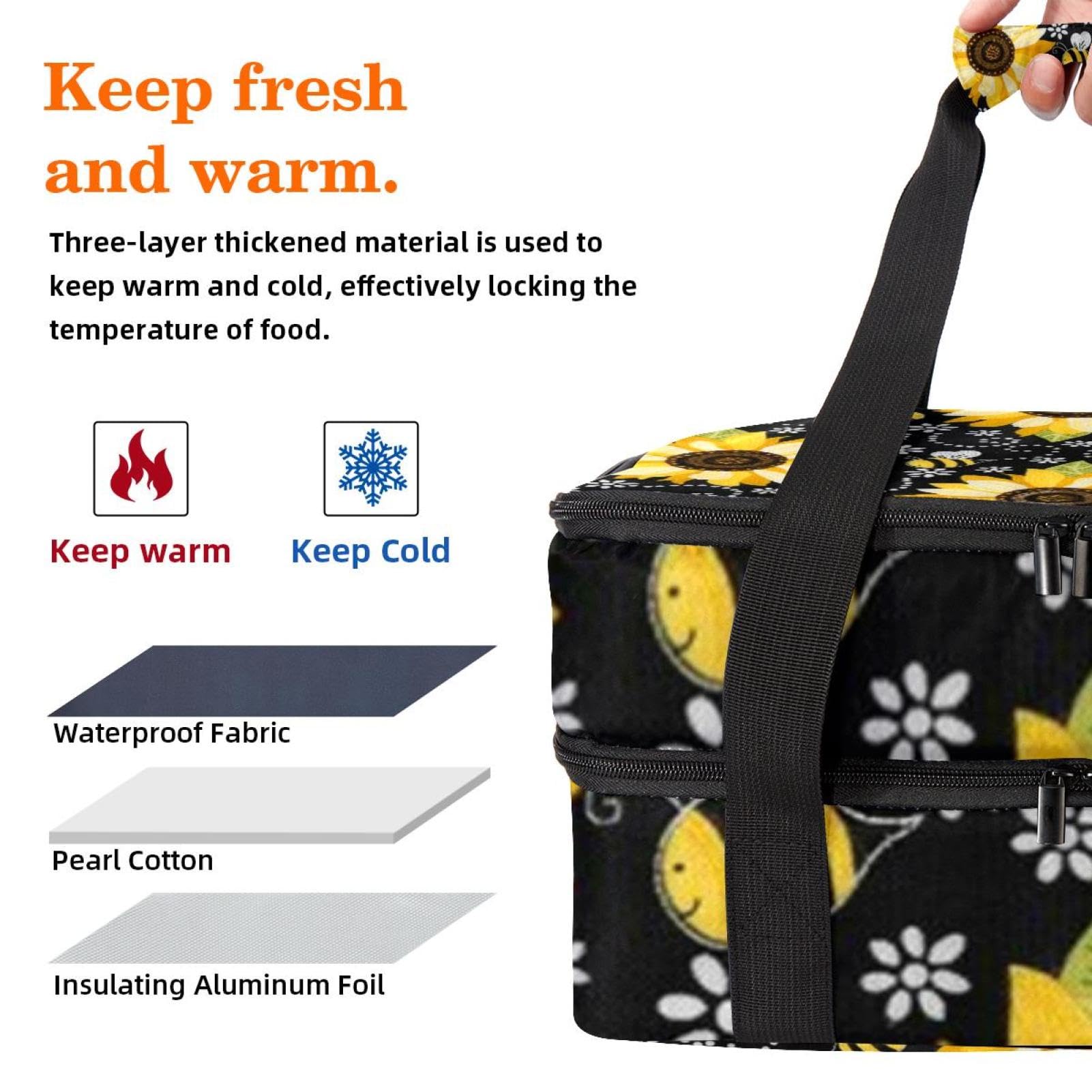 Grand sac à déjeuner isotherme pour homme et femme, double couche, étanche, étanche, réutilisable, sac fourre-tout pour le travail, l'école, le pique-nique, la plage, le camping, les voyages,