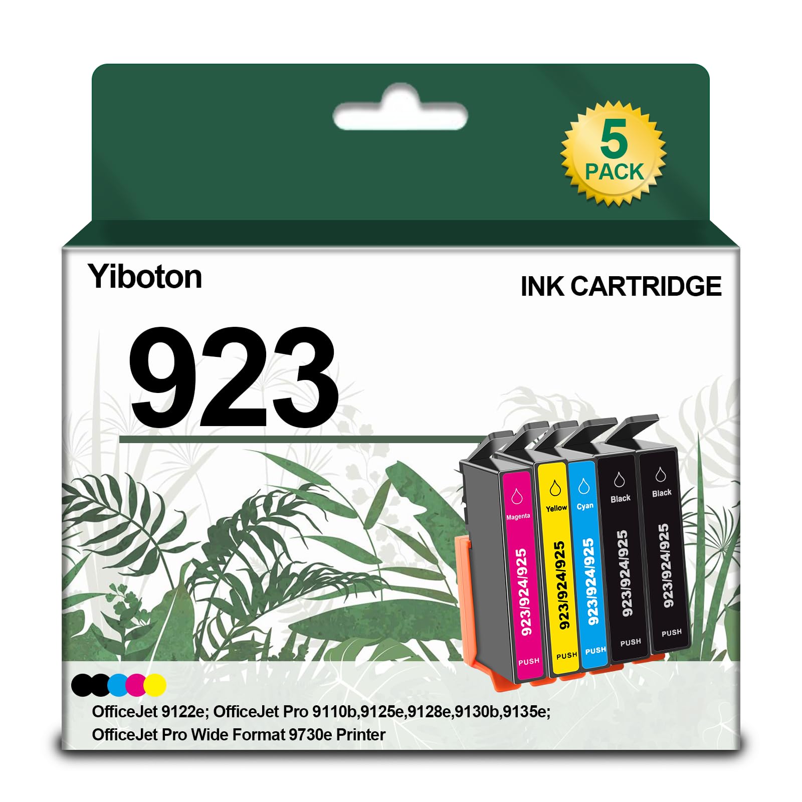 923 Ink Cartridges Without Chip Combo Pack Compatible for 923 Ink Cartridges Work for OfficeJet 8120 8122e 8123 OfficeJet Pro 8130 8135e 8138e 8139e Printer (2*Black 1*Cyan 1*Magenta 1*Yellow)