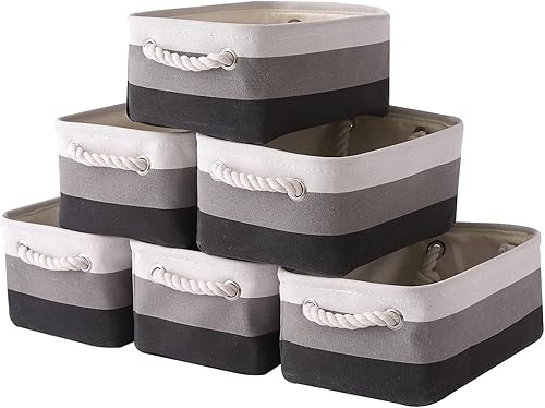 Miniatura 27 de TcaFmac Contenedores de Organización y Almacenamiento para Estantes - Paquete Pequeño de 6, 12x8x5.2 pulgadas, Cesta de Almacenamiento Plegable para