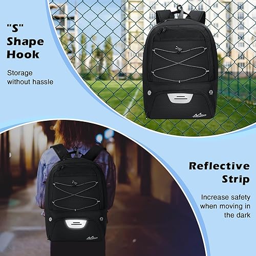 Miniatura 5 de MoKo Mochila de baloncesto, mochila de voleibol y fútbol para hombres y mujeres con compartimentos separados para pelotas y zapatos, resistente al