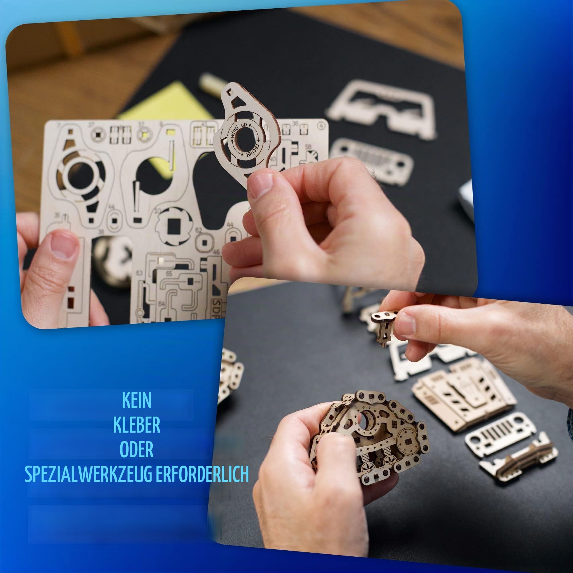 UGEARS Geländefahrzeug mit Kettenantrieb - 3D Holzpuzzle Modellbausatz Auto - 3D Puzzle Automodelle zum Selber Bauen Männer und Fans von Ketten ATV Fahrzeugen