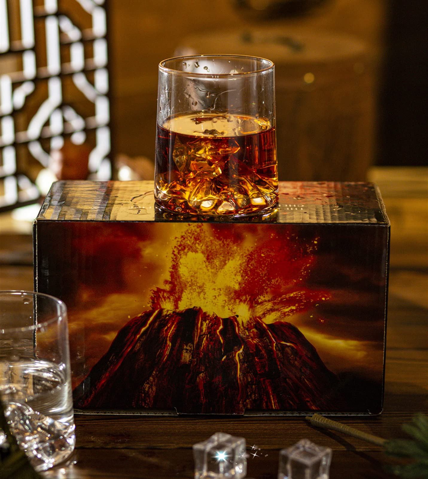 Vasos de whisky, vasos de ron, vasos escoceses de alta calidad, cristalería de estilo para bourbon, vasos grandes con forma de montaña de fondo grueso, vidrio soplado a mano, cristalería de bar de