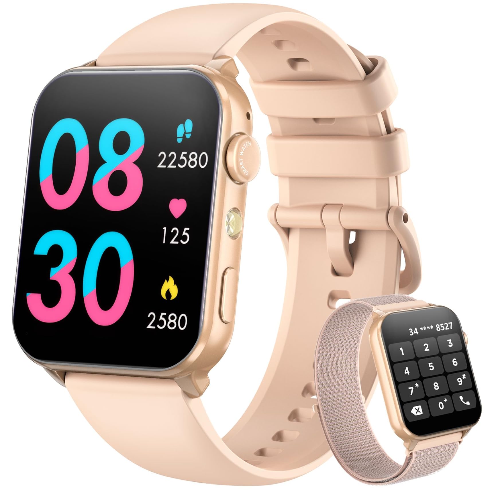 Blackview Reloj Inteligente Mujer - Llamadas Bluetooth y Notificación Mensajes, 1,91" Smartwatch Mujer con Linterna LED, SpO2, Pulsómetro, Sueño, Podómetro, Pulsera Actividad con 100 Modos Deportivos