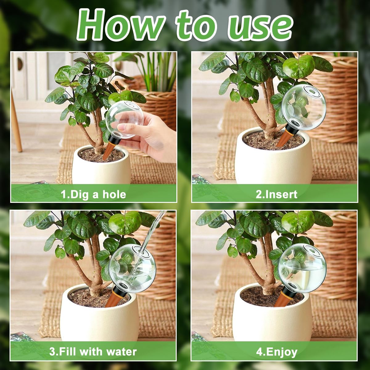 Lot de 6 Boules D'Irrigation pour Plant, 500ml Globe D'Arrosage Plant Automatique Transparent, Boule Arrosage Plante, Dispositif D'Arrosage pour JardinièRes, Maison, Intérieur et Extérieur