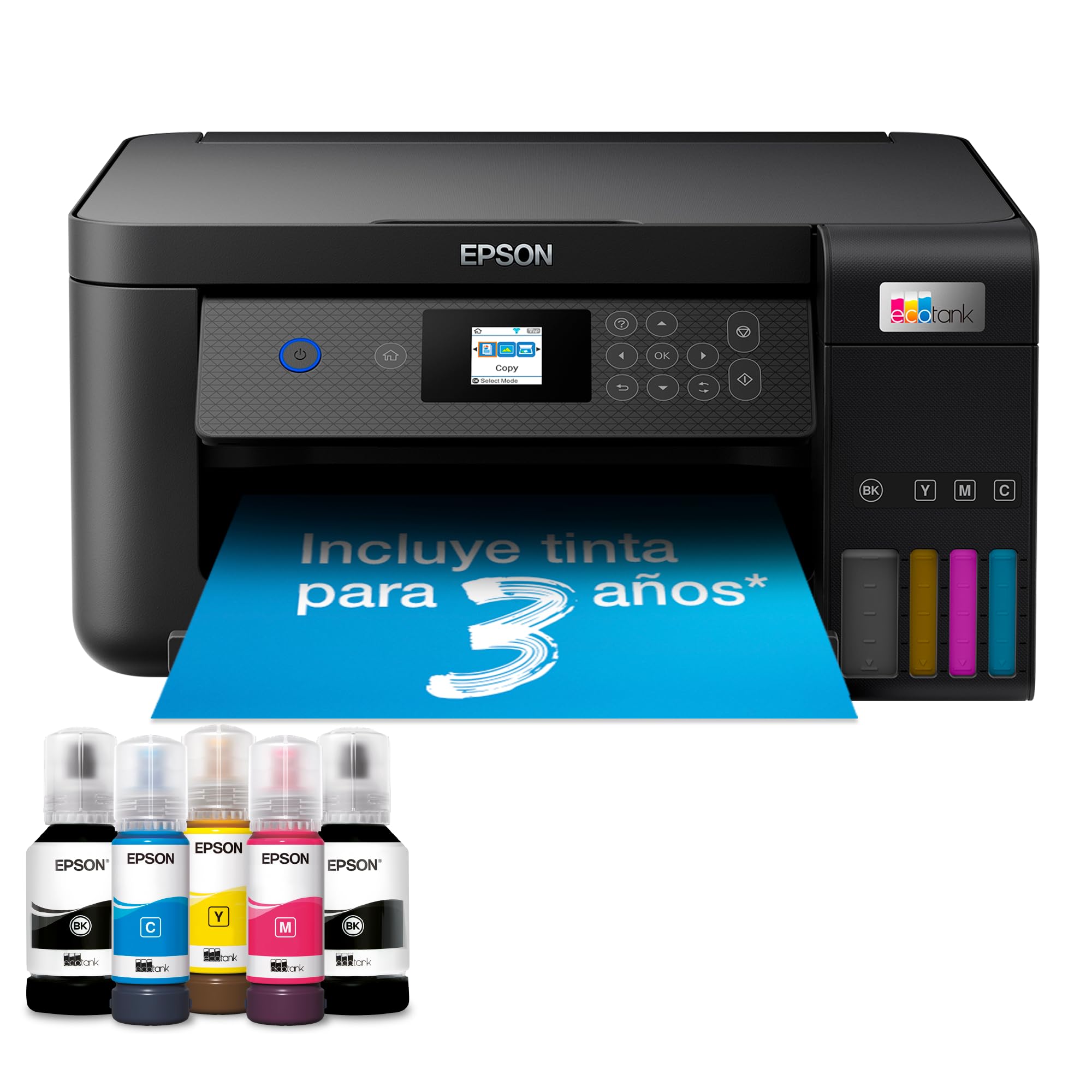 Impresora multifunción EcoTank ET-​2850 A4 con depósito de tinta, conexión Wi-​Fi y hasta 3 años de tinta incluida