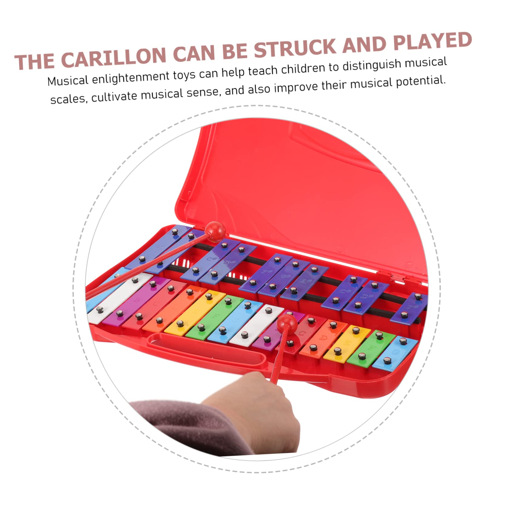 SUPVOX Xilófono de Percusión para Niños 25 Tonos, Instrumento Musical Educativo Seguro y Fiable Teclas de Hierro y Cuerpo de Plástico Adecuado para Aprendizaje Musical