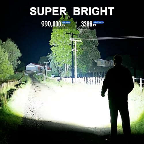 Miniatura 2 de ALSTU Linternas recargables de 990,000 lúmenes, linterna LED súper brillante de alto lúmenes con 5 modos de iluminación, IPX7 impermeable de mano