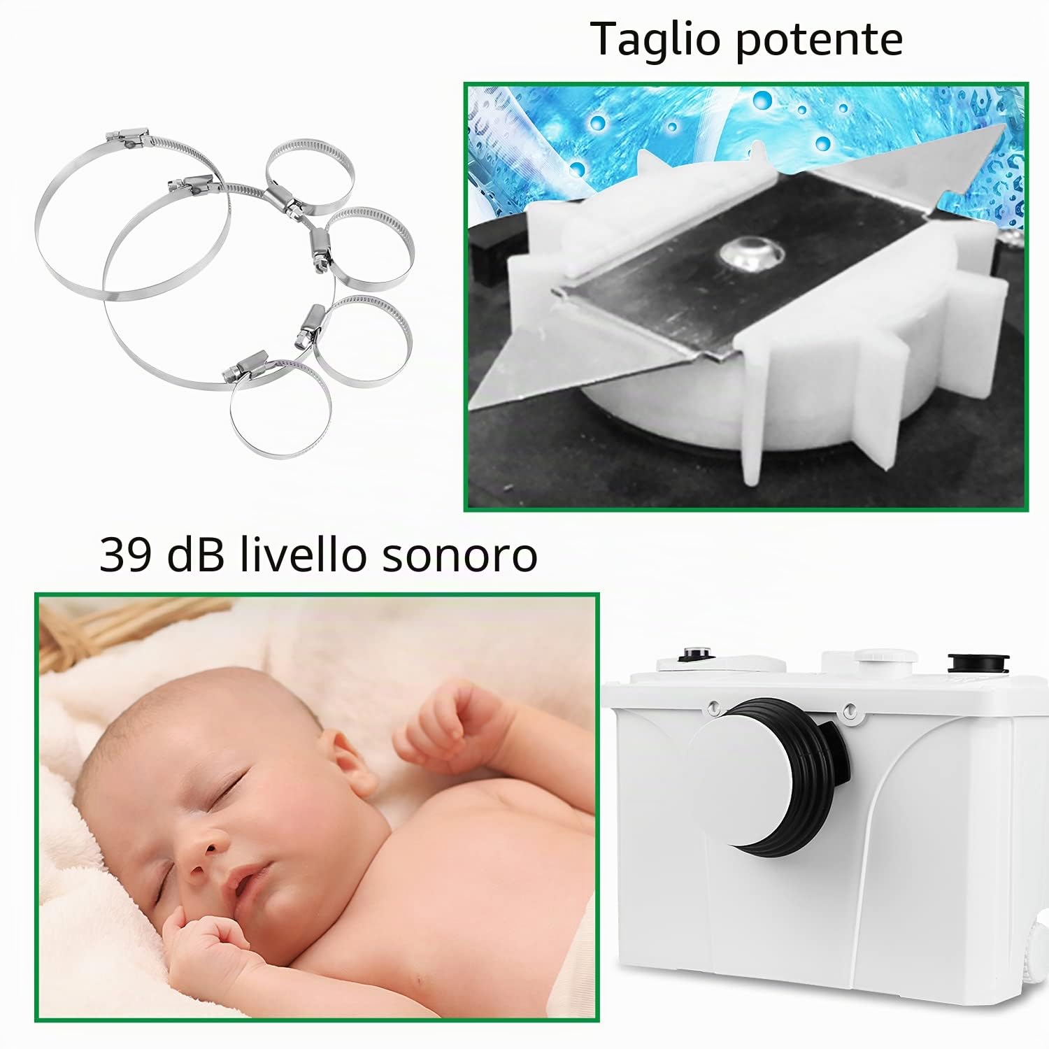 Ikodm 700W Pompe per Fognature Sanitarie, 4 IN1 Trituratore Maceratore Pomp, Sistemi di Sollevamento per uso Domestico Pompa per Fognature, Lavabo da Cucina, 190L/min per WC e Lavab