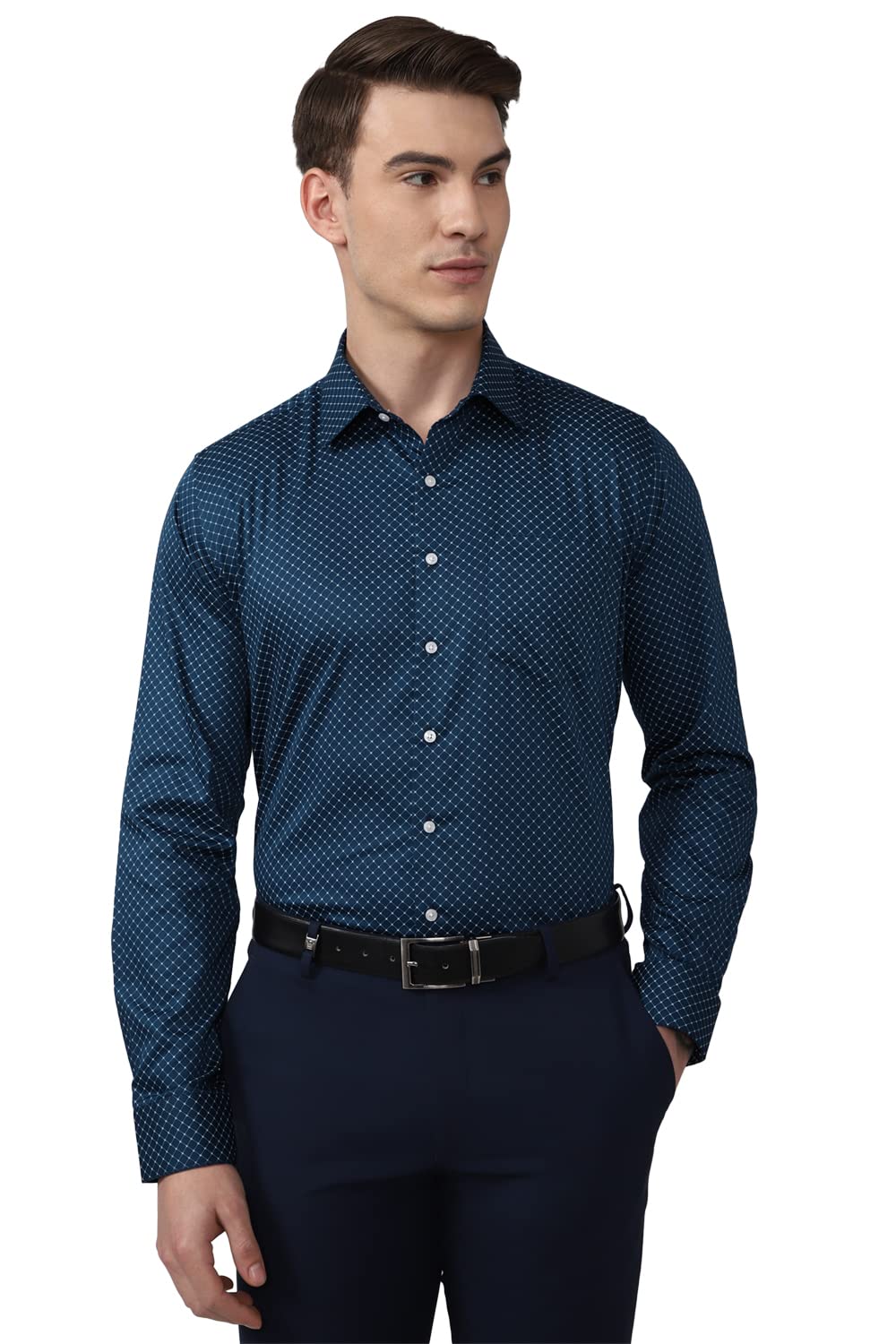 Van Heusen Formal Printed Shirt for Men| Premium Cotton| Full Sleeves| Slim Fit |Breathable Fabric