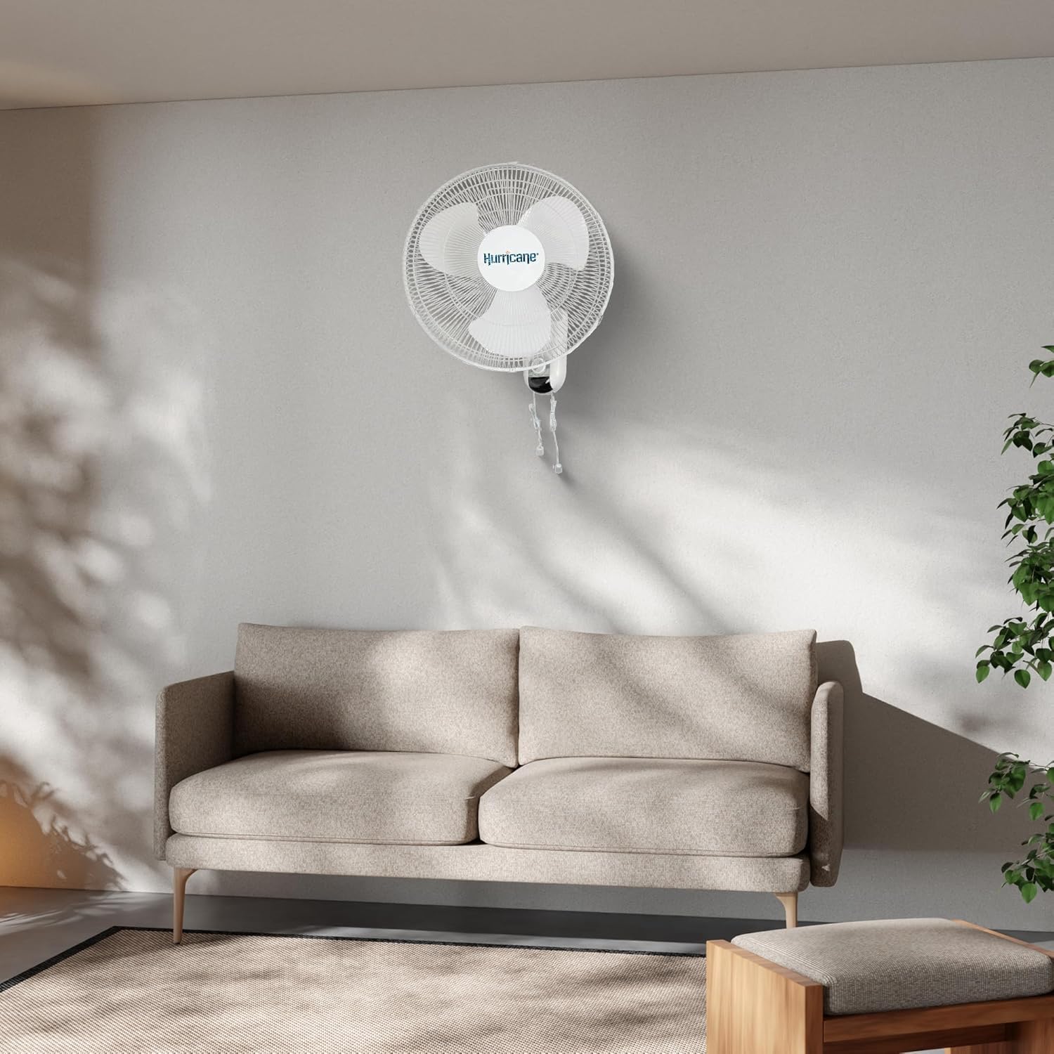 SLEE Wall Mounted Fan Oscillating 16 Inch 3 Speed Indoor Outdoor Patio White