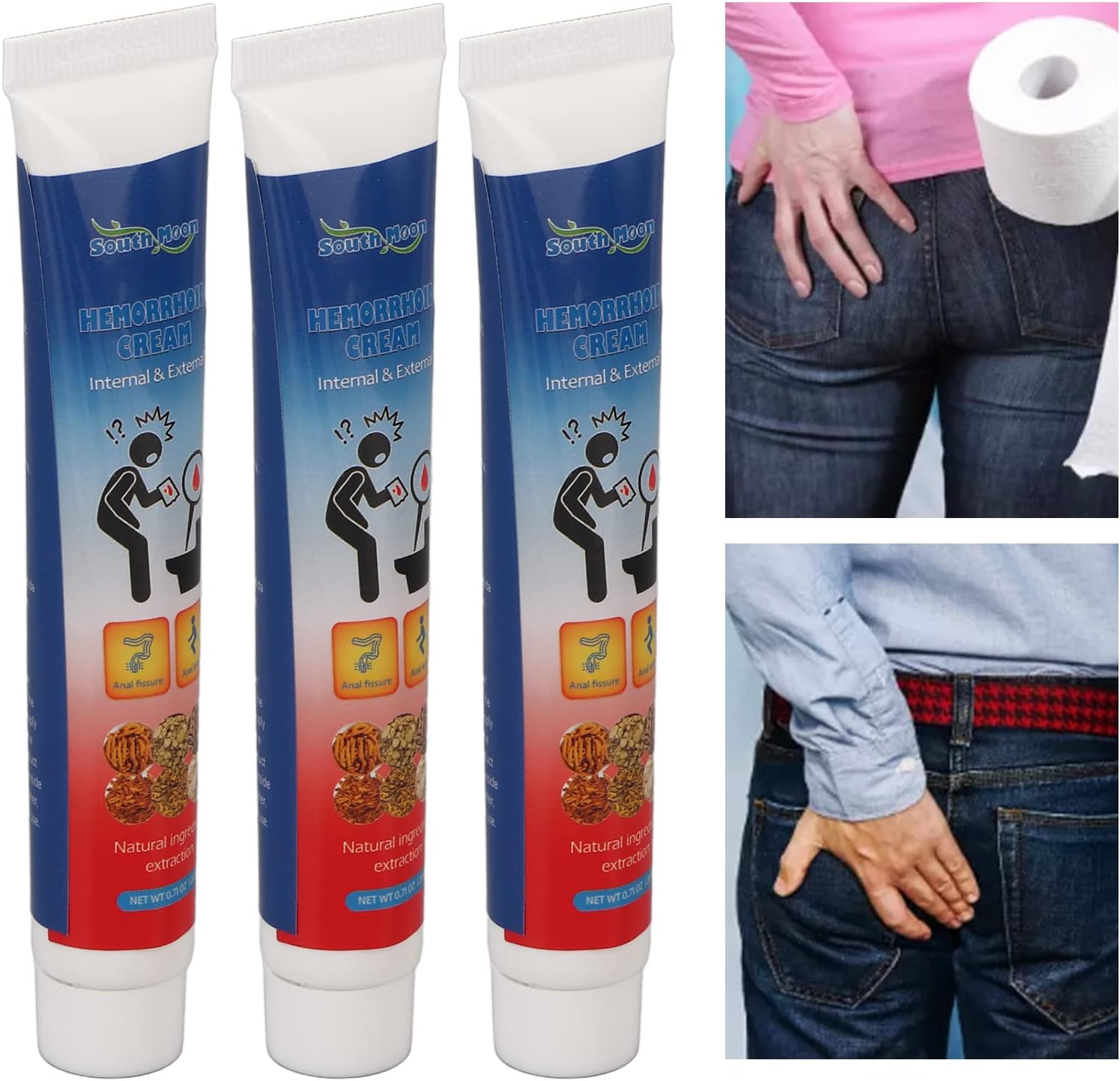 3Pcs Hemorrhoid Symptom Treatment Cream Safe Hemorrhoid Relief Ointment