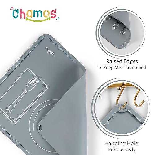 Miniatura 3 de CHAMOS Montessori - Mantel individual para niños pequeños, alfombrillas de silicona para mesa de comedor, juego de 2 unidades, aprendizaje de mesa