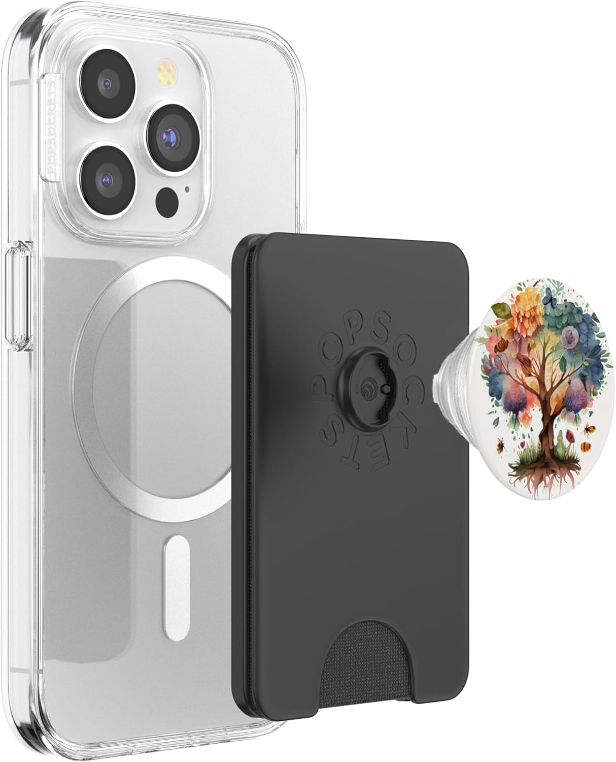 Tree of Life Colorful Watercolor Artwork PopSockets PopWallet for MagSafe