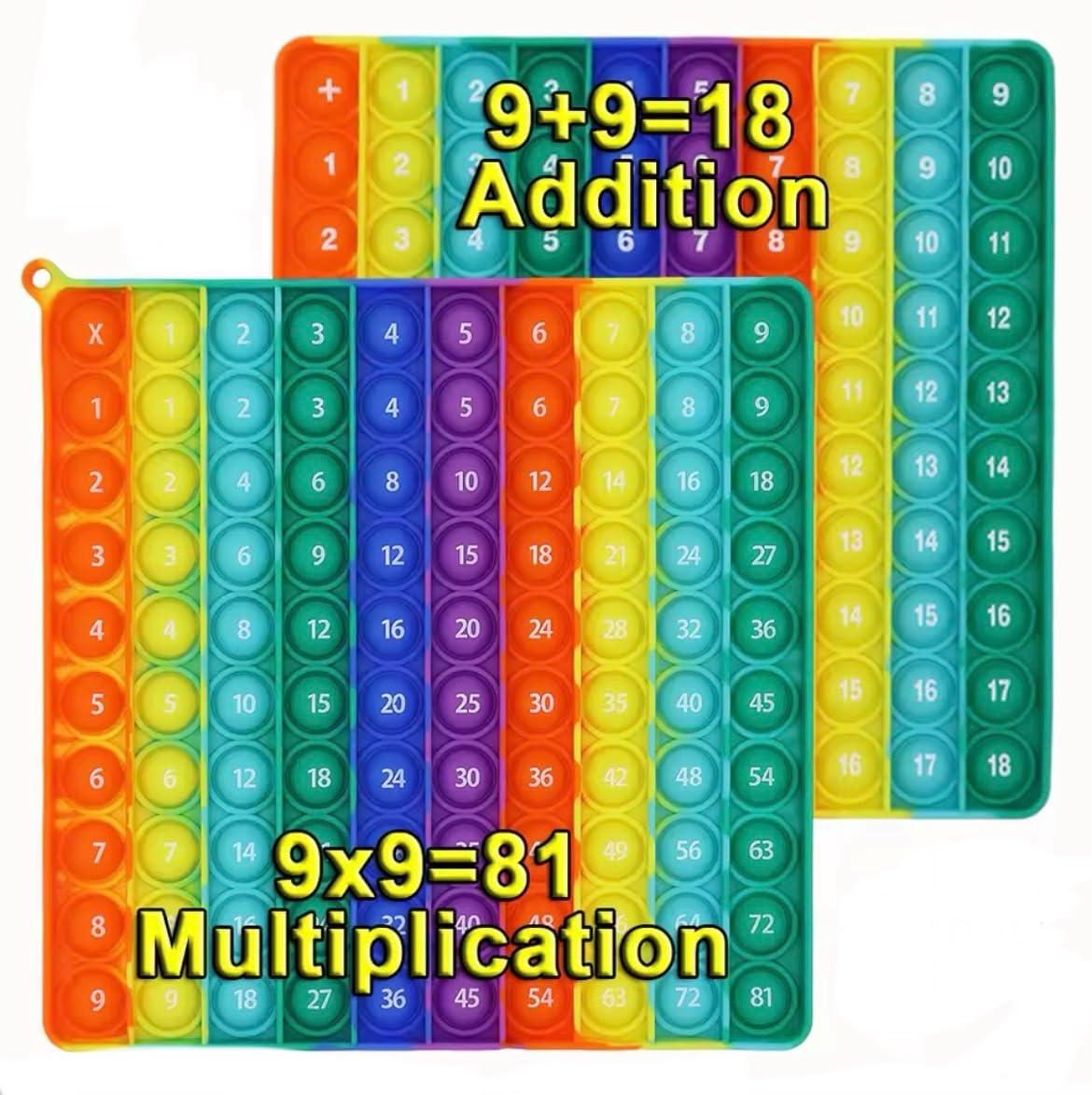 Ranzah Timetable & Addition Pop Fidget Toy 9x9 Multiplication & 9+9 Addition Bubble Popper Sensory Poppet for Kids ADHD Stress Anxiety Relief School Toddler Toy Squishy Squeeze Math Gift Travel Toy